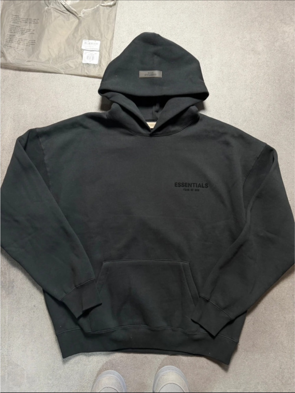 New Essentials Black Hoodie Sweatshirt with dust bag